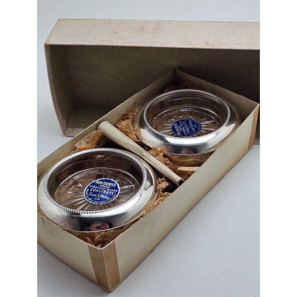 FRANK M. WHITING - 4 Sterling Silver & Glass Coasters - Picture 6 of 7